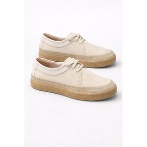 Clarks Women's 8.5 Beige Nubuck Lace Up Crepe‎ Sole Casual Shoes